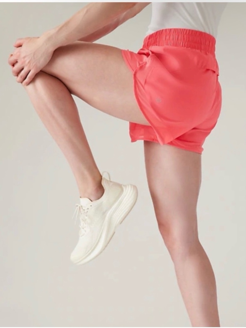 Athleta Pink Coral Mesh Racer Run 4” Shorts- 2X